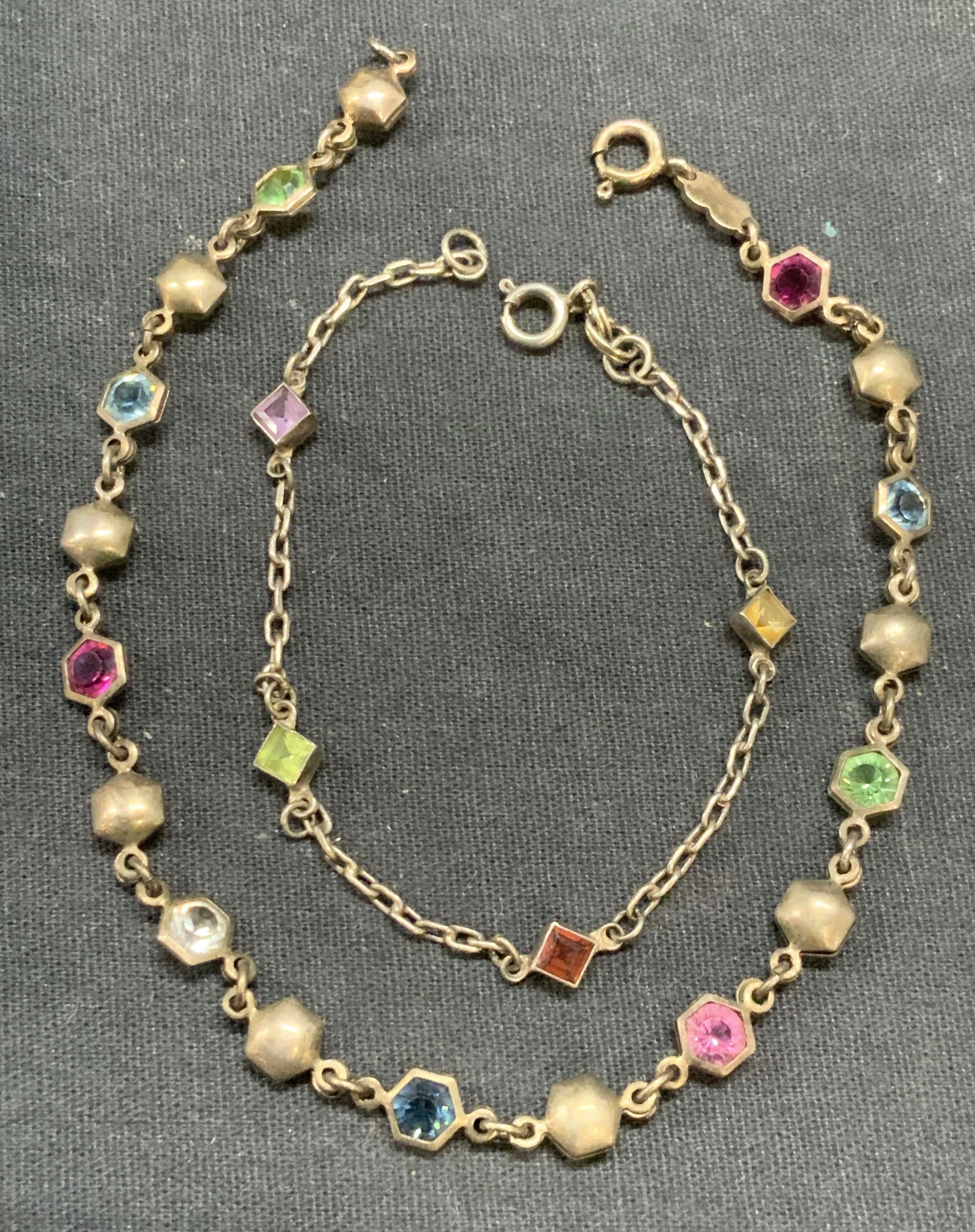 Lot 2 Sterling Silver Crystal Bracelet, Italy, + (1 of 8)