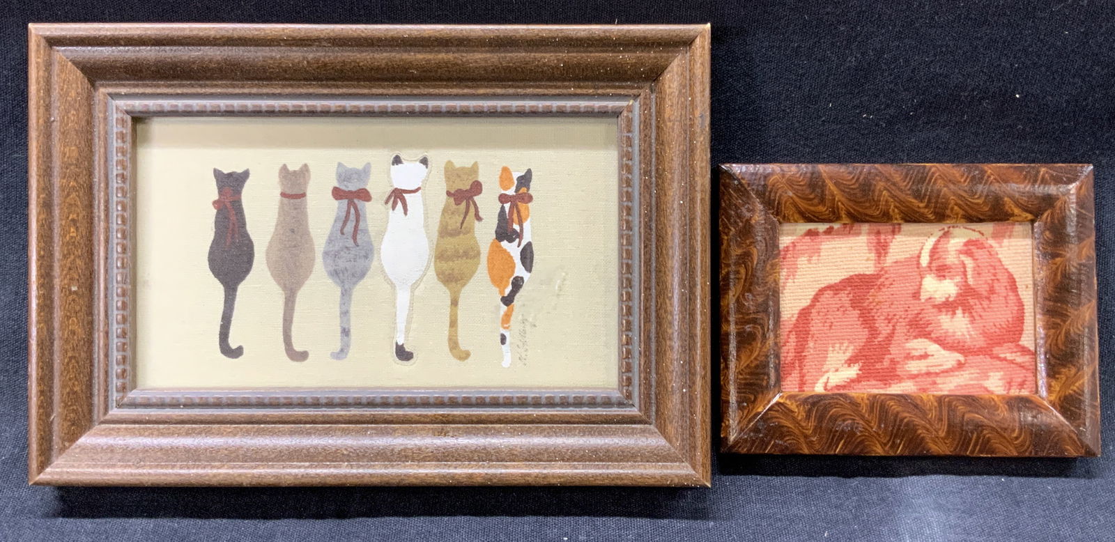 Lot 2 Cat & Dog  Framed Fabric Arts (1 of 7)