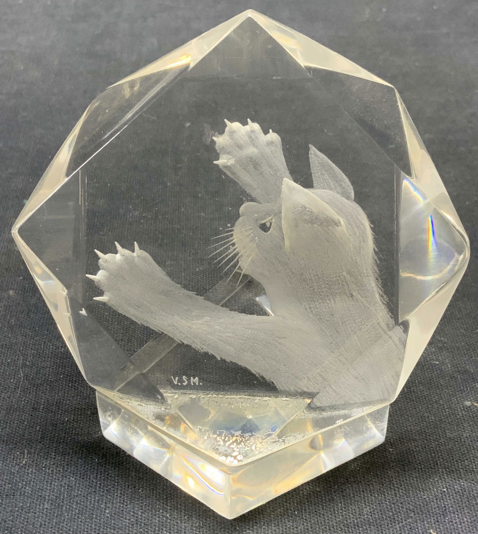 Signed VSM Lucite Cat Figural Display (1 of 6)
