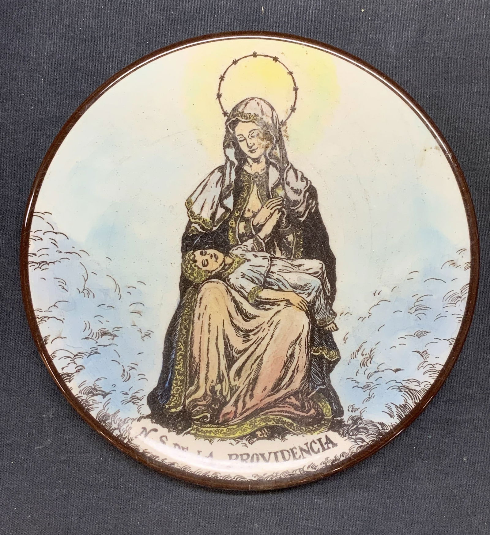 Signed Vintage Ceramic Madonna & Child Plate Spain (1 of 6)