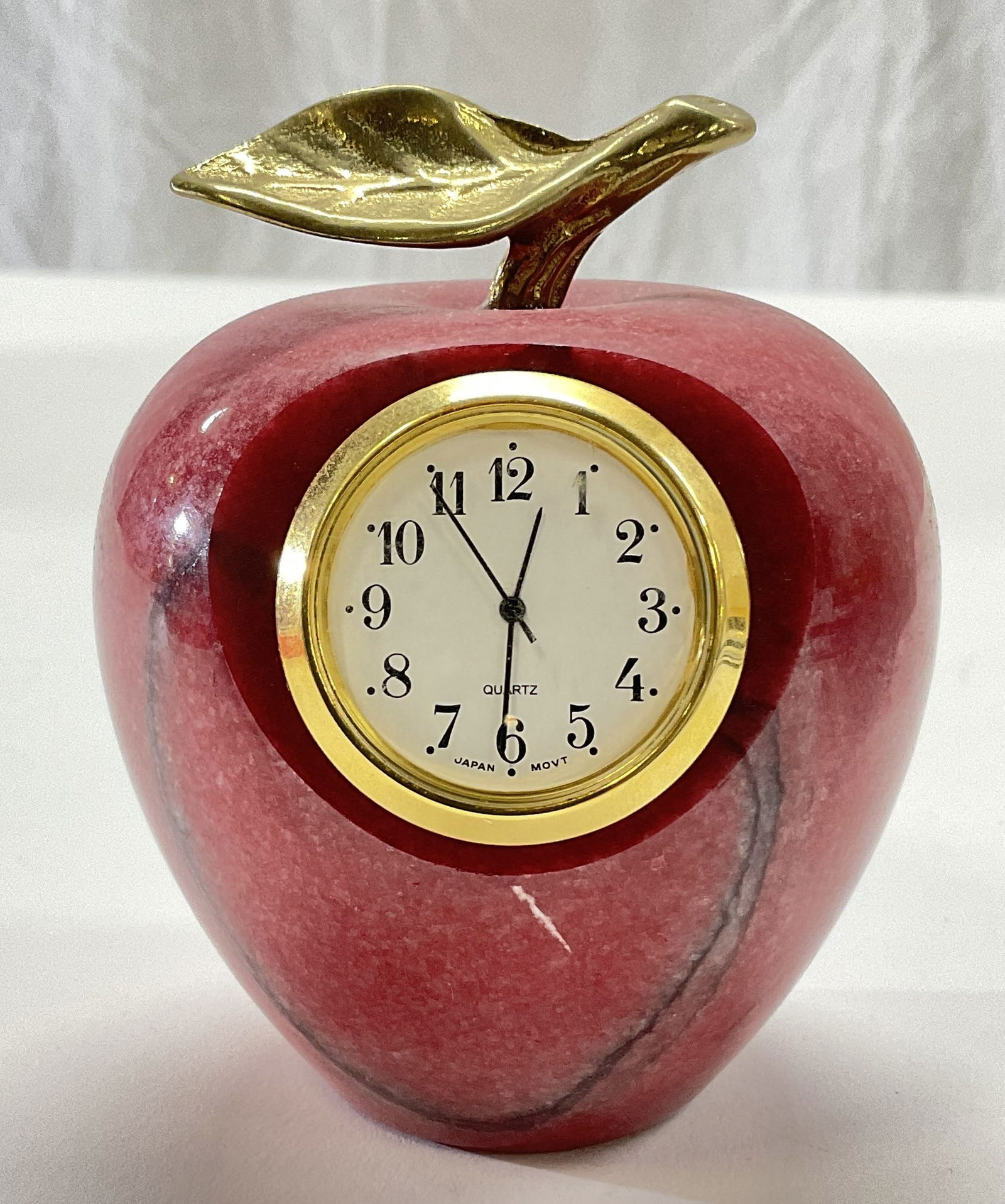 Desk Top Marble Apple Clock Paperweight (1 of 5)