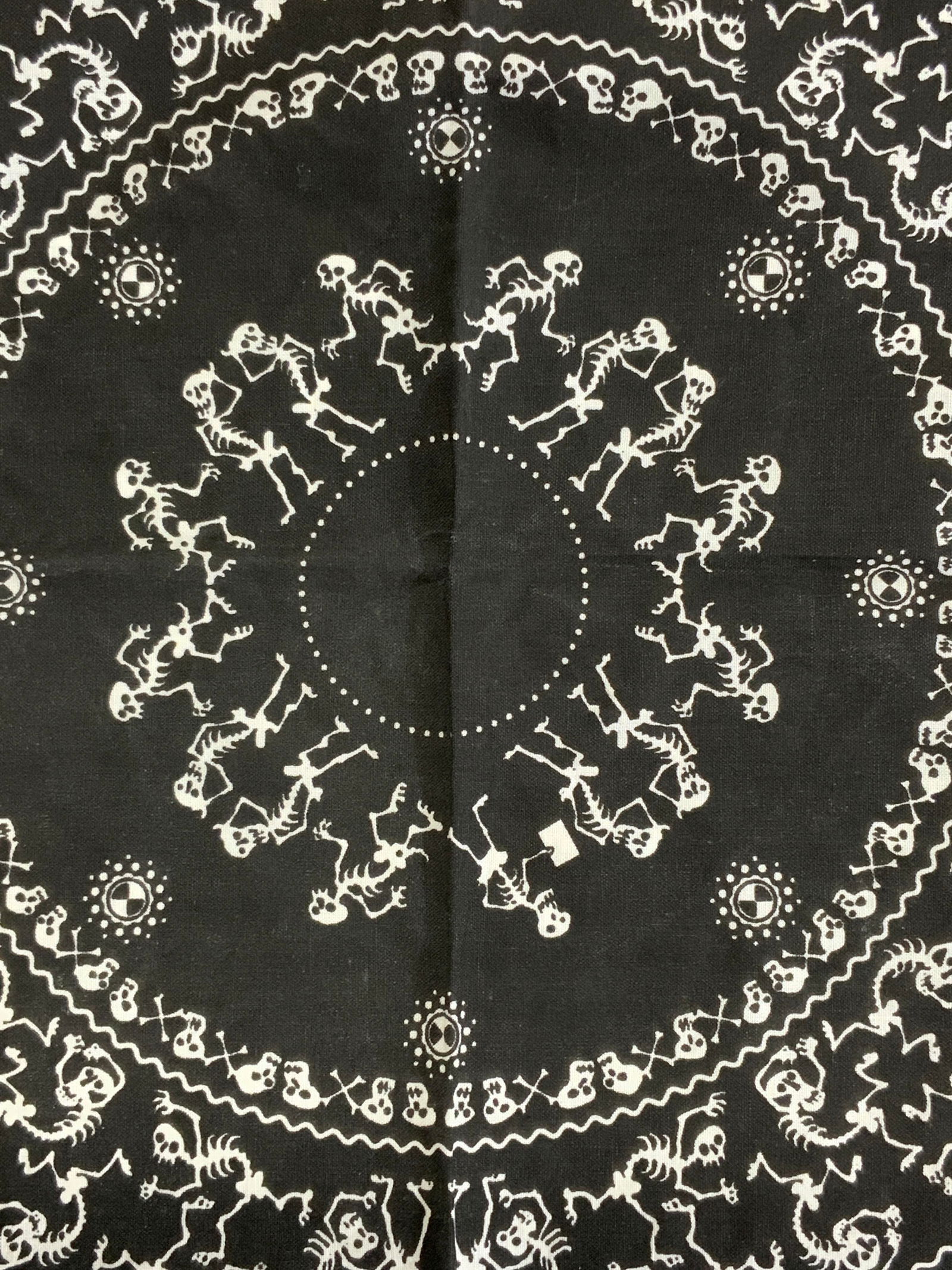Dancing Skeleton B/W Cotton Bandana, New, USA (1 of 6)