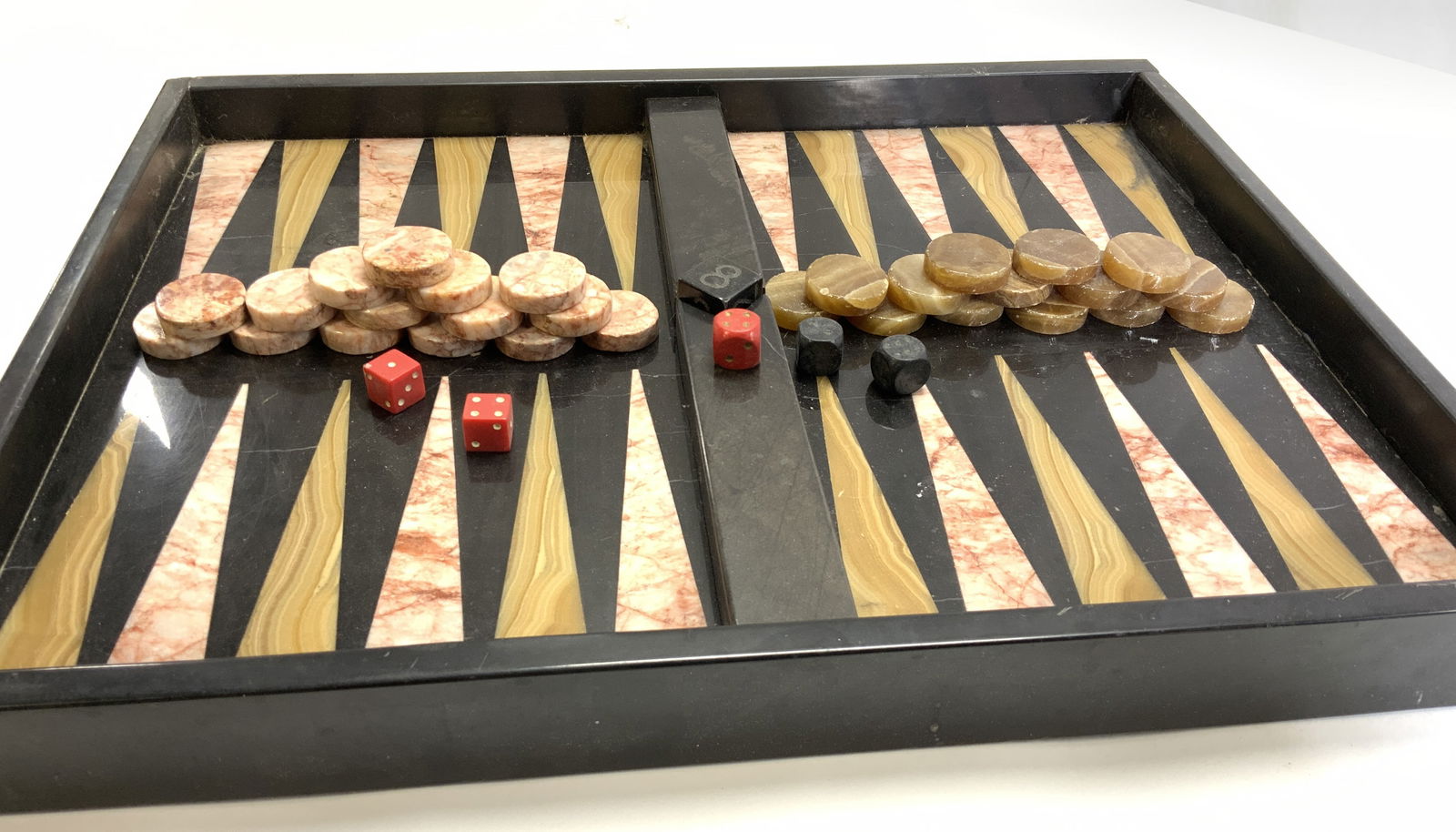 Pietra Dura Stone Backgammon Board, Pieces (1 of 7)