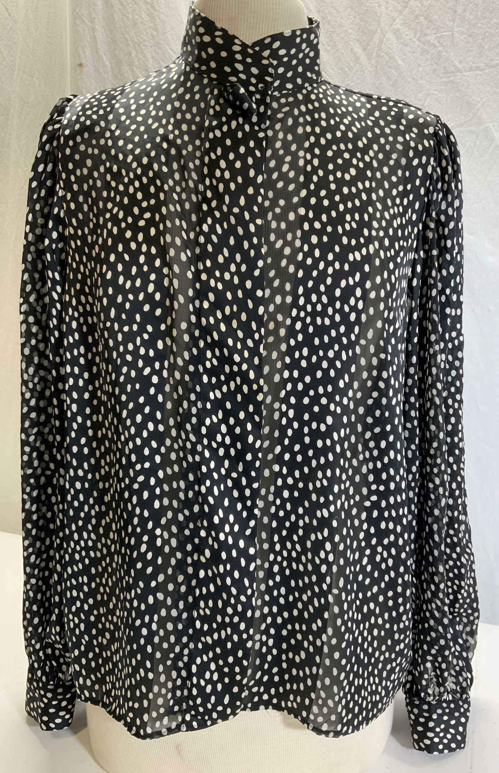 St. Michael Vntg Black Button Down Blouse, UK (1 of 8)