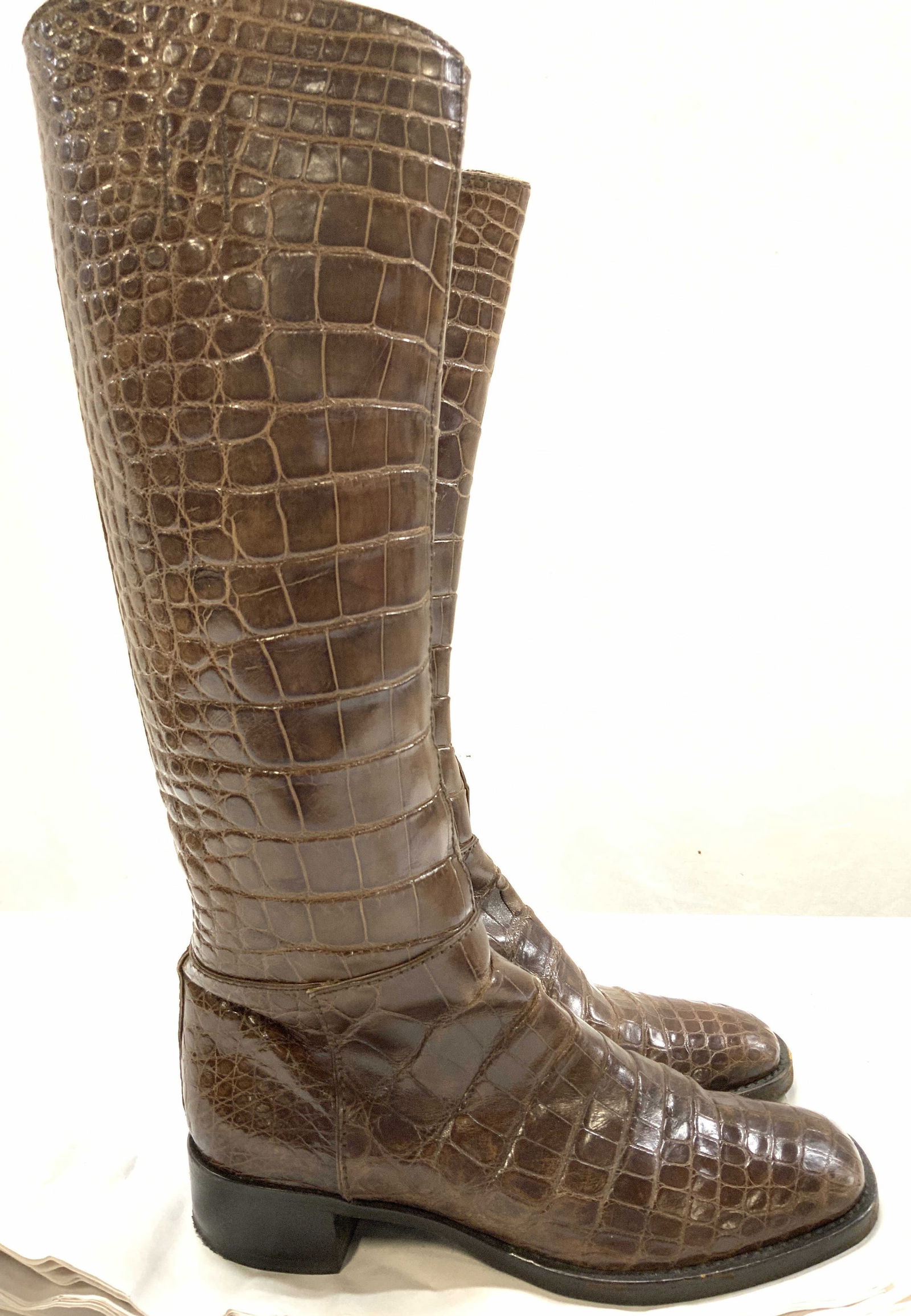 PRADA Brown Croc Leather Knee Boots, Italy (1 of 7)