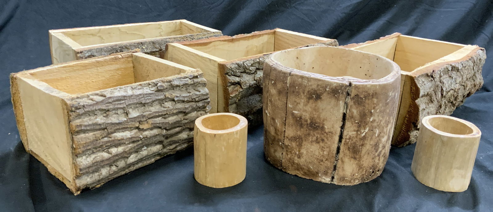 Lot 7 Wooden Birch Bark Planters Vessels (1 of 8)
