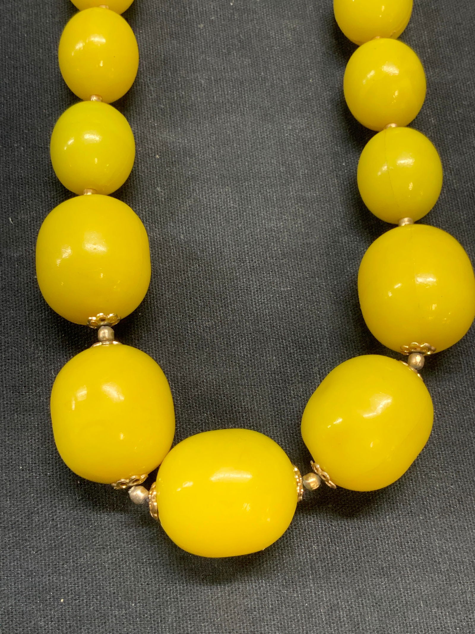 Vintage Chunky Yellow Beaded Necklace (1 of 6)