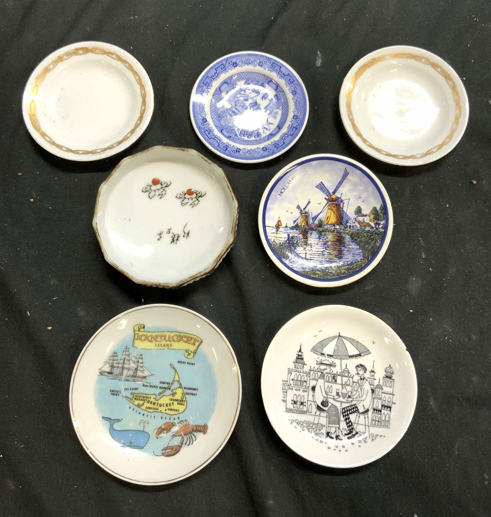 Lot 7 Vntg Porc Trinket Dishes Spode, Arabia + (1 of 10)