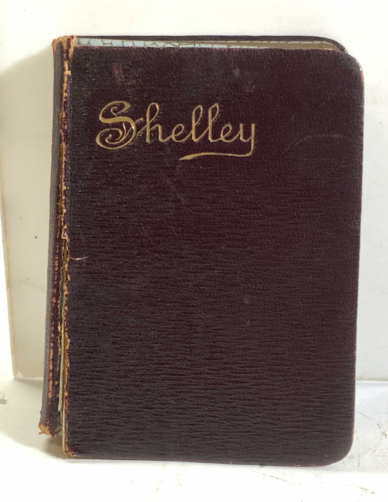 Antique Poetry of Percy Bysshe Shelley, 1884: Antique leather bound poetry book of Percy Bysshe Shelley poetry. Title Shelley, The Canterbury Poets. Edited by William Sharp . Printed in London: Walter Scott, Paternoster Square. c. 1884 Front cove