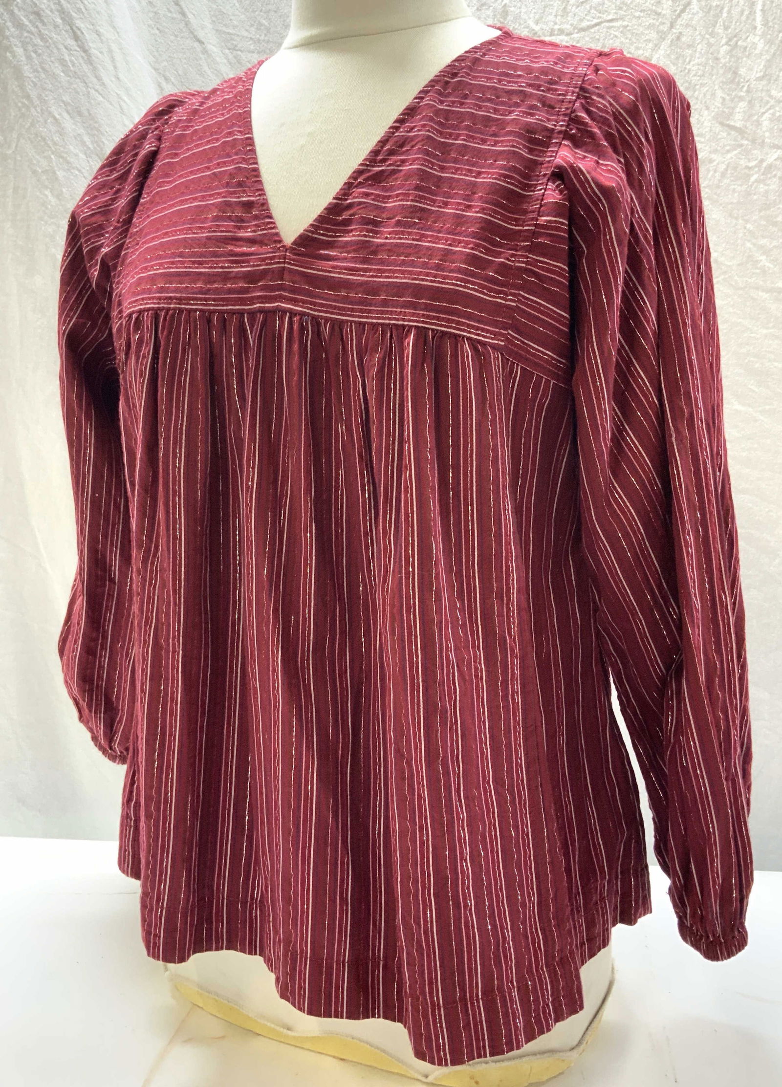 MADEWELL, Brick Red Pinstripe Long Sleeve Shirt (1 of 7)