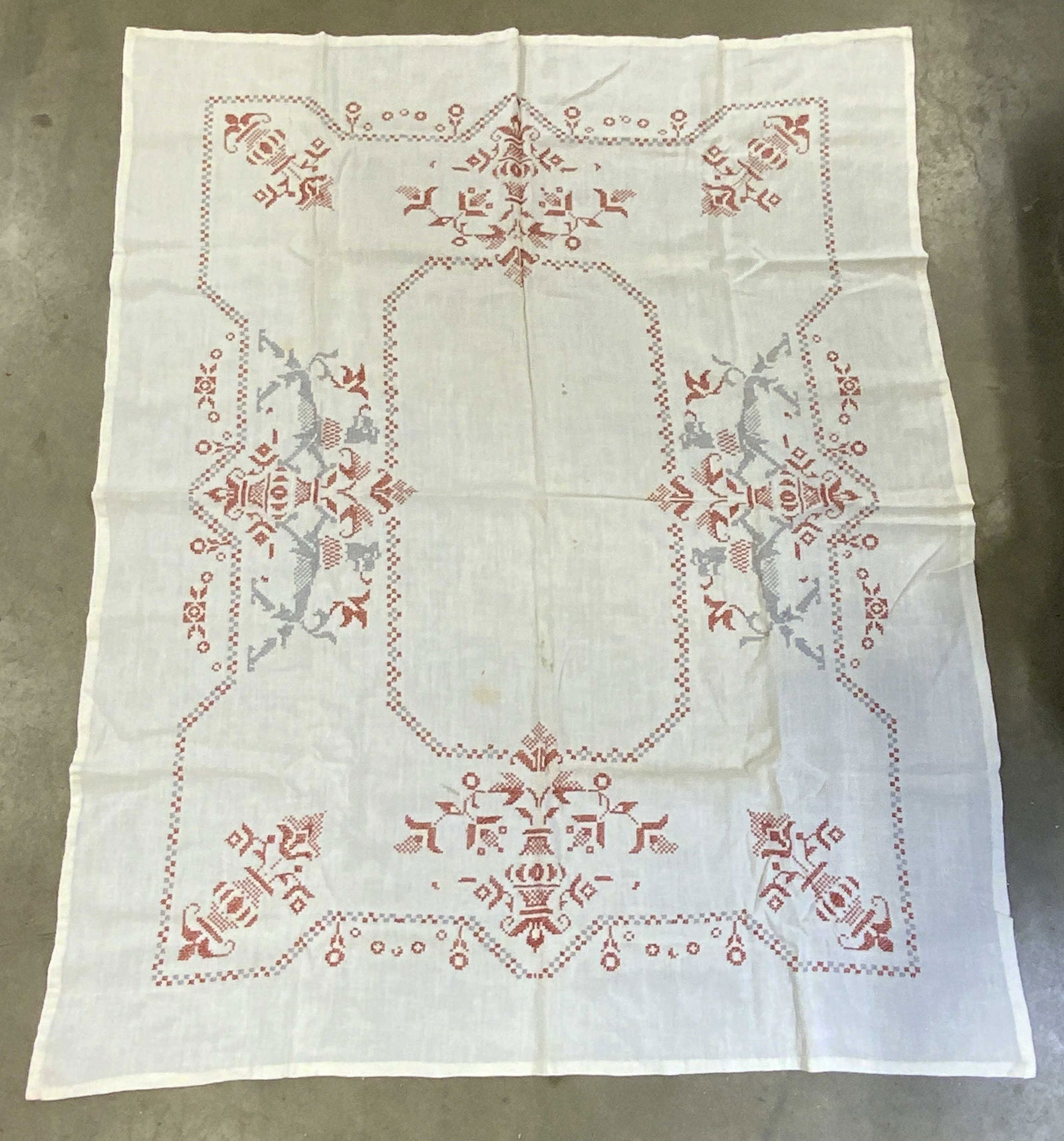 Vintage Hand Stitched Rectangular Table Cloth (1 of 7)