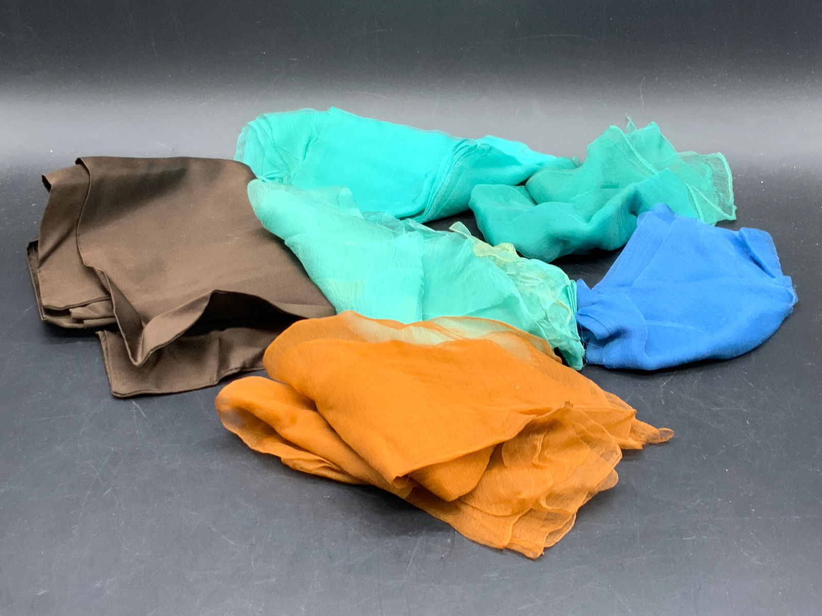 Lot 6 Vintage Soft Hand Solid Colored Scarves (1 of 9)