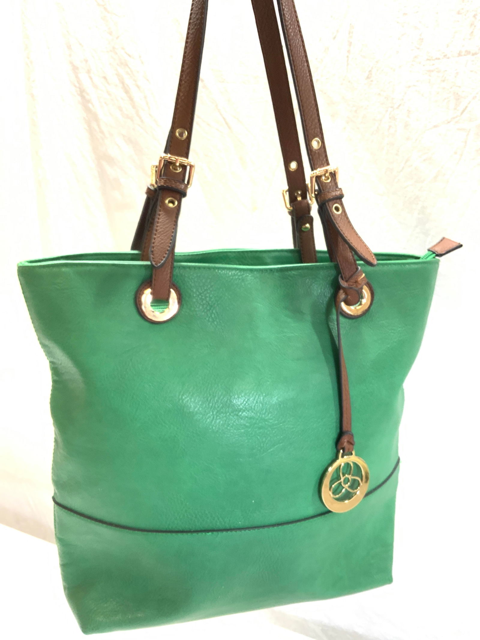 Green Leather Style Tote (1 of 11)