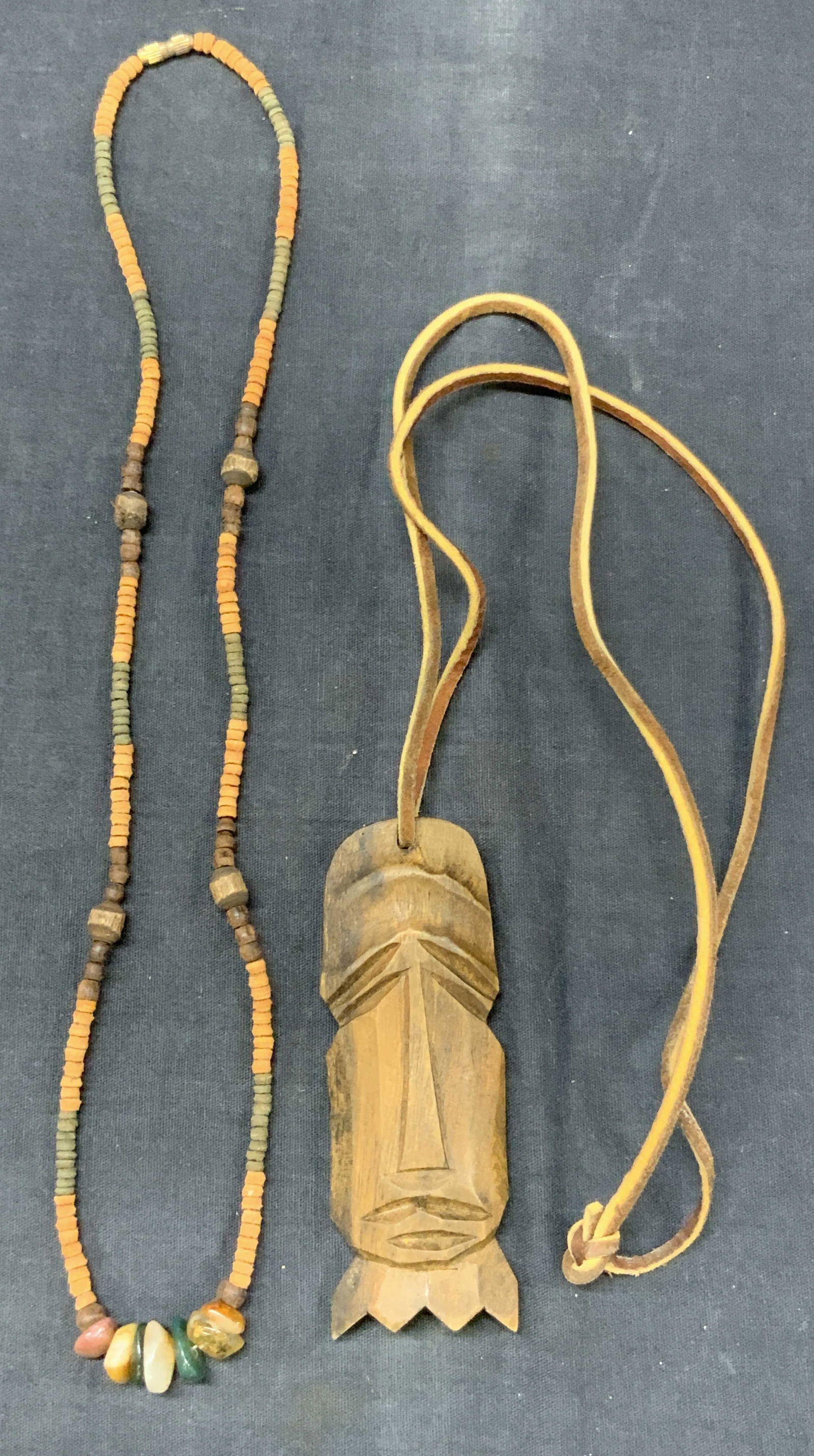 2 Carved Wood & Stone Beaded Necklaces (1 of 7)