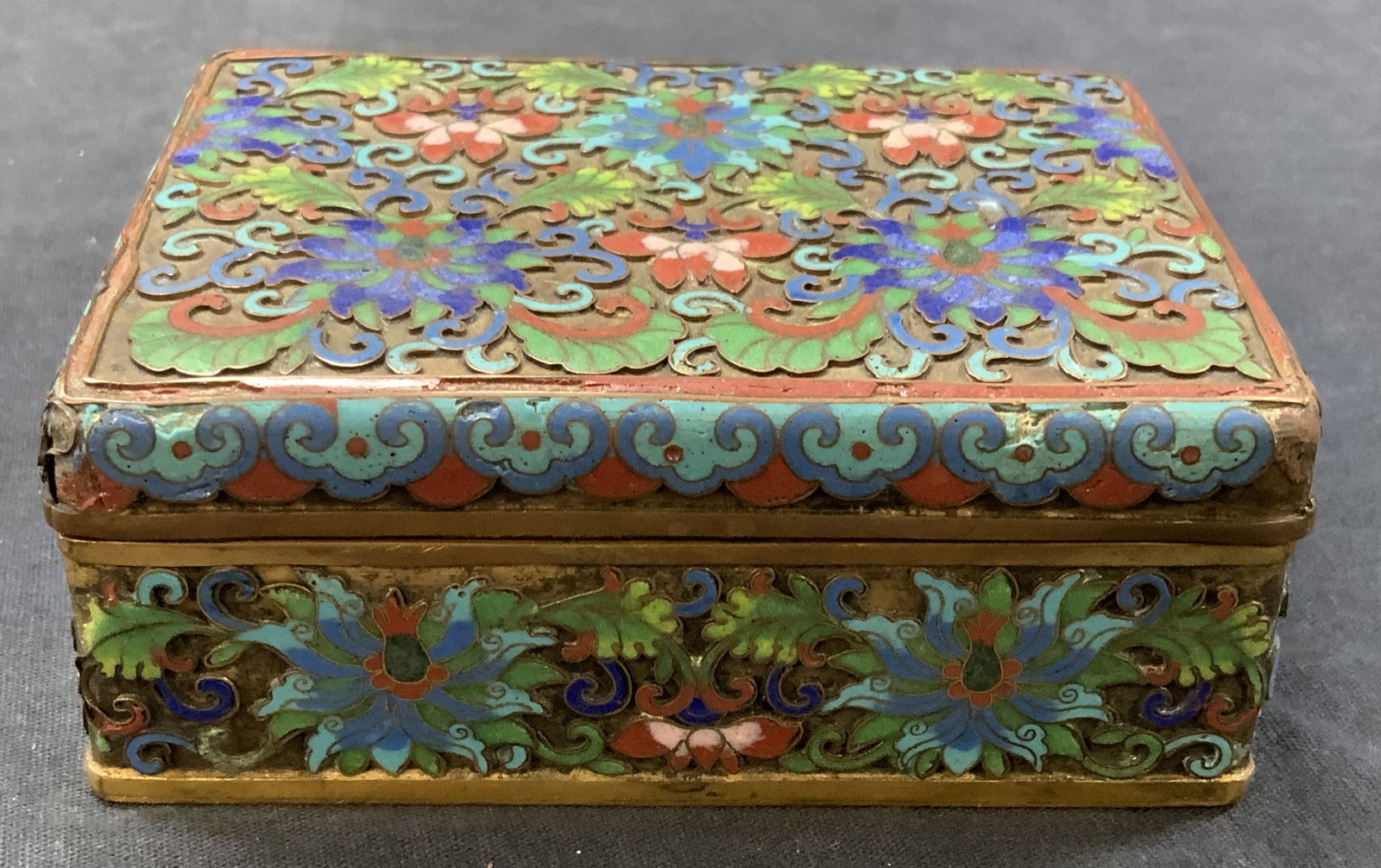 Vntg Cloisonne & Brass Asian Trinket Box (1 of 7)