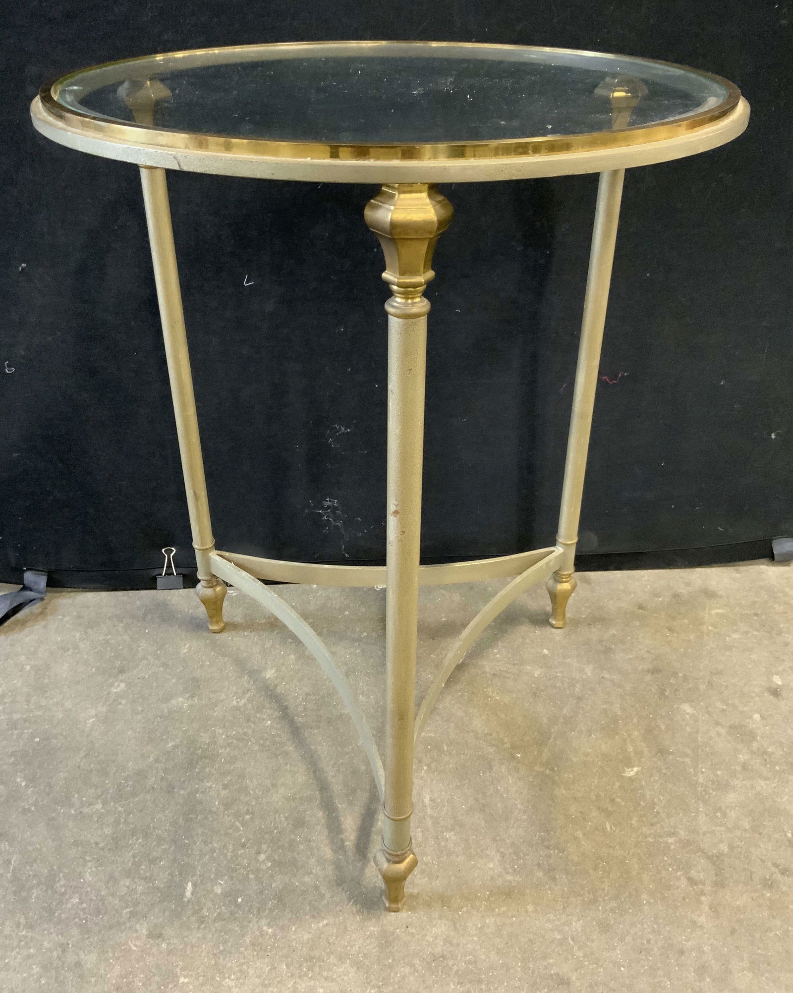 Italian Regency Gilt Metal Side Table W Glass Top (1 of 6)