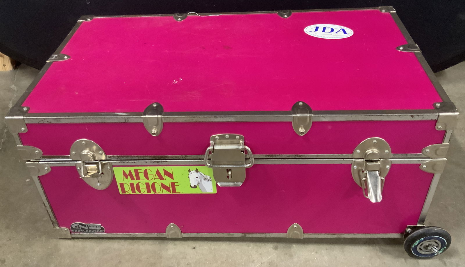 CN FOOTLOCKERS Pink Wheeled Storage Trunk / Chest (1 of 9)