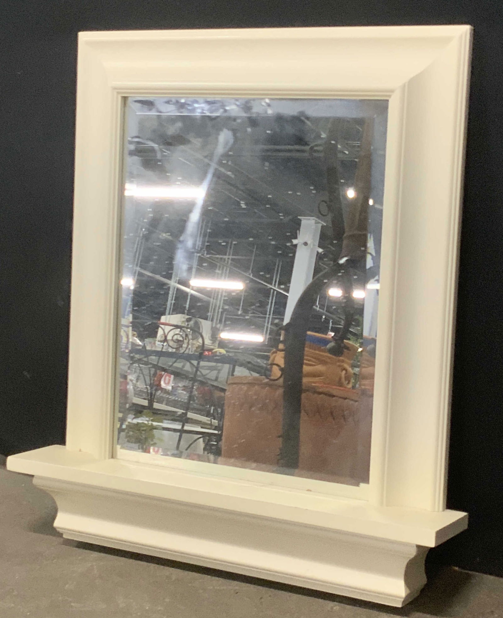 White Wooden Wall Shelf Mirror (1 of 7)