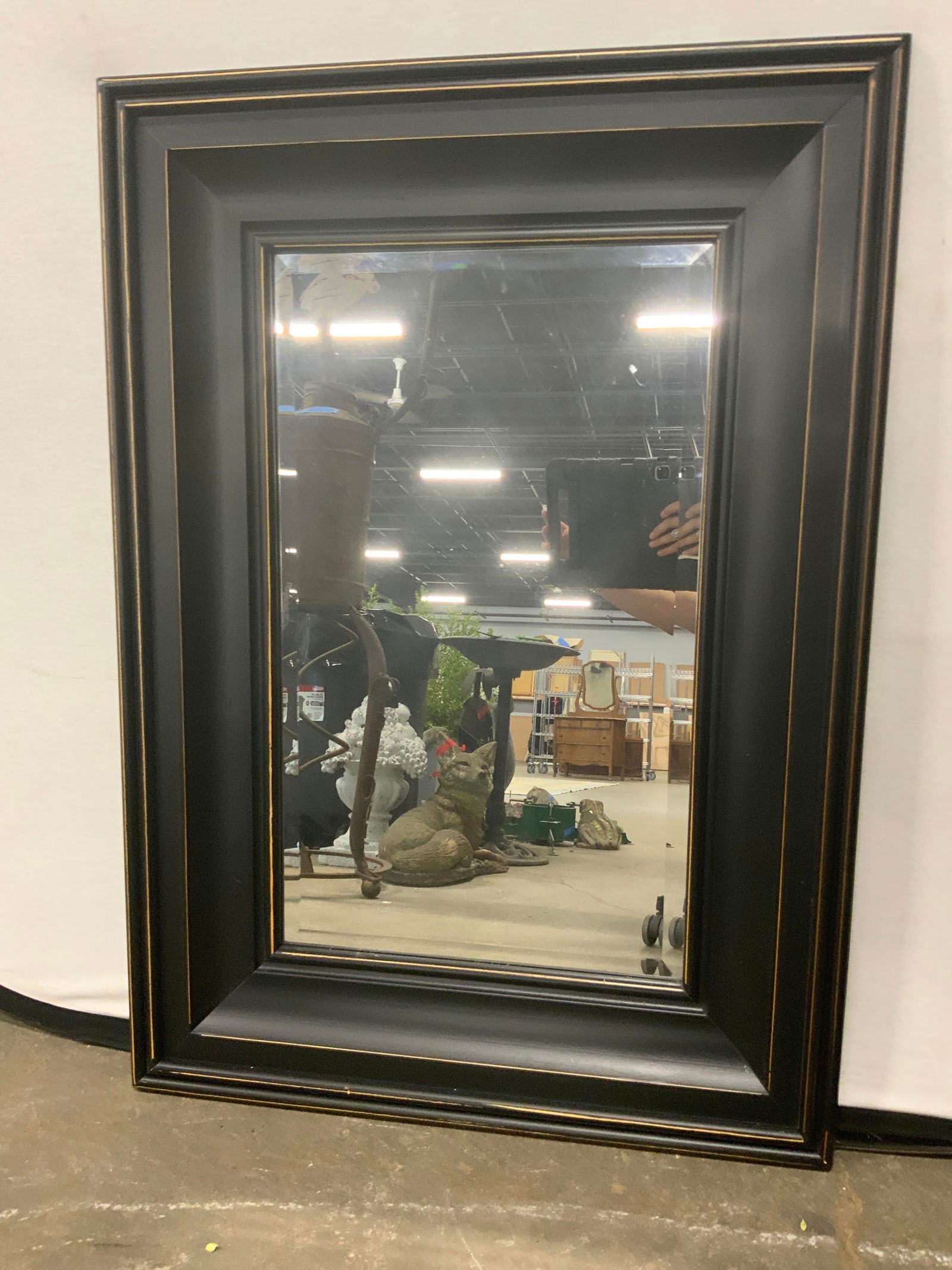 Rectangular Black Wooden Wall Mirror (1 of 8)