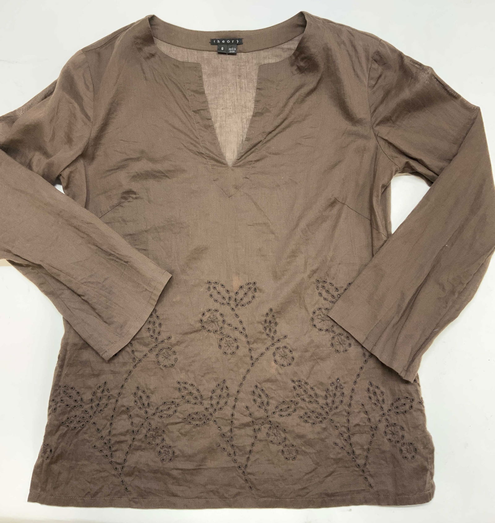 Theory Brown Cotton Tube Shirt (1 of 6)