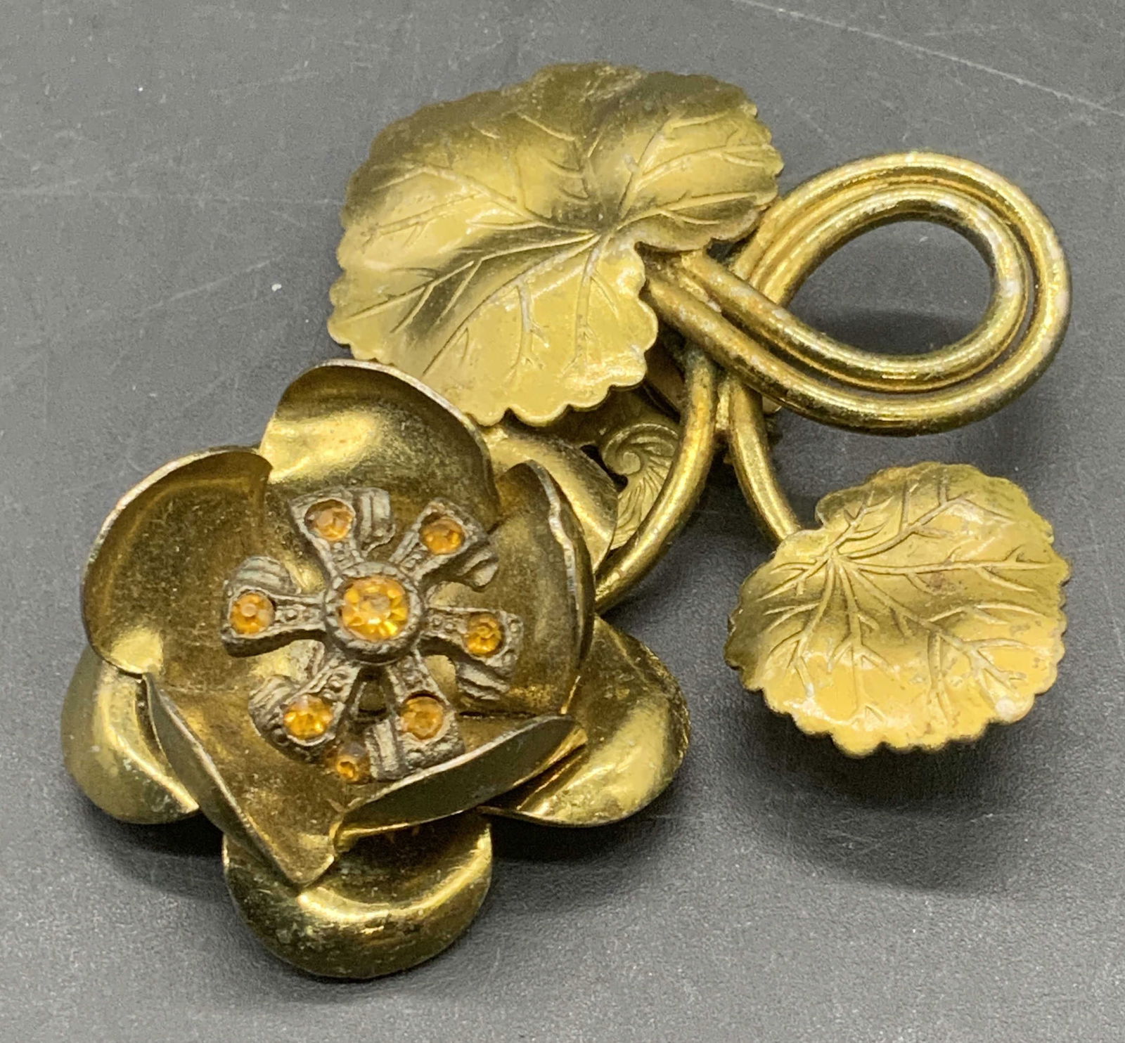 Vintage Bejeweled Floral Shoe Clip / Scarf Clip (1 of 9)