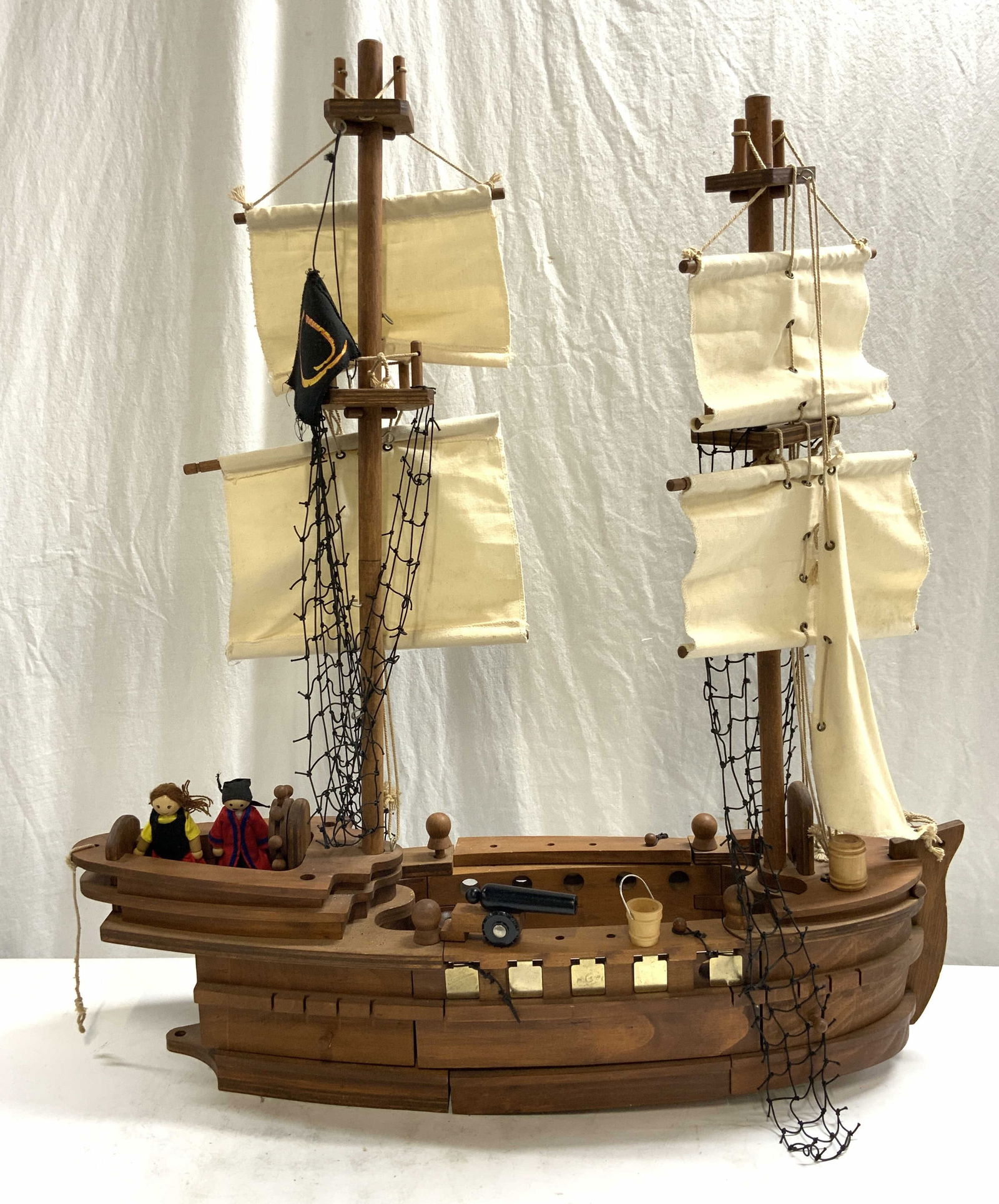 Group Lot Wooden Model Ship & Figurals (1 of 9)