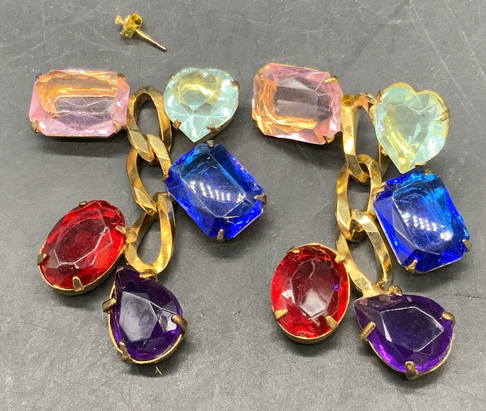 Vintage Multicolored Faceted Crystal Drop Earrings (1 of 7)