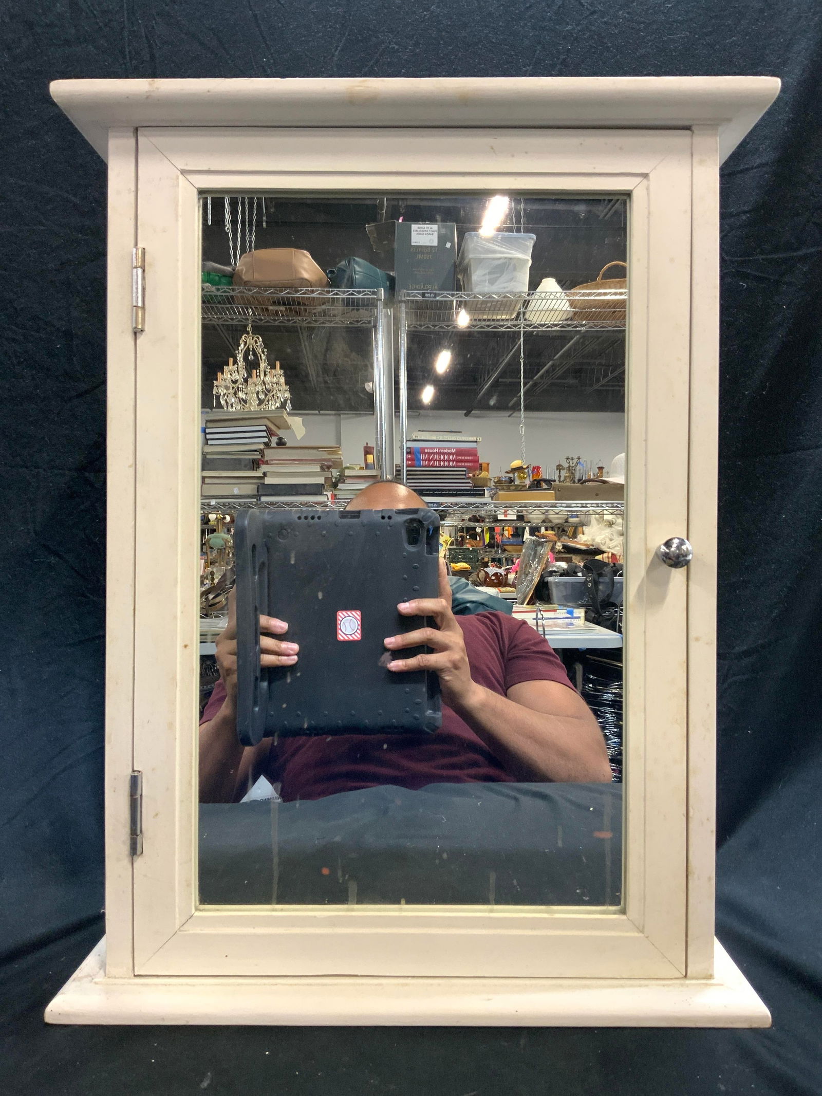 White Wooden Mirrored Wall Cabinet W Shelves (1 of 7)