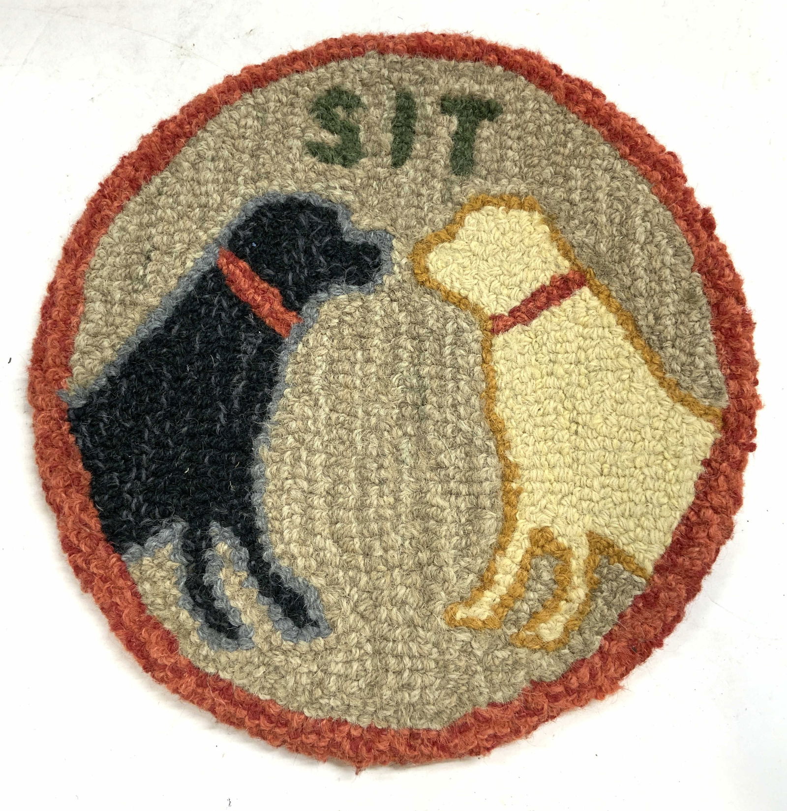 Wool Hooked Circular Carpet Rug 14 Inches (1 of 7)