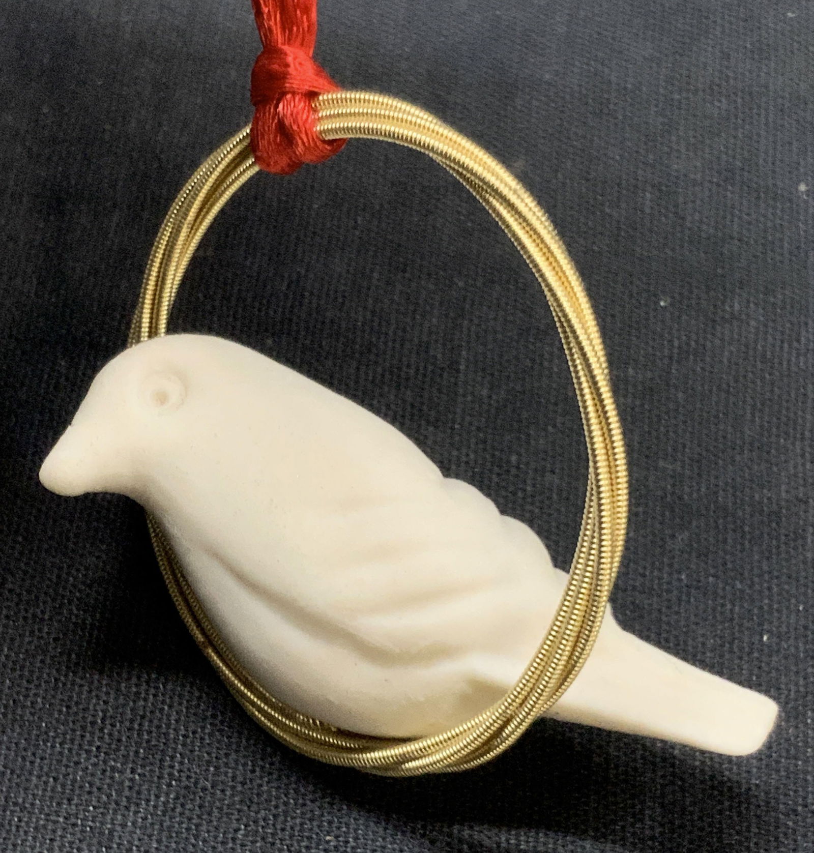 Stamped Ceramic Bird Pendant Necklace (1 of 6)