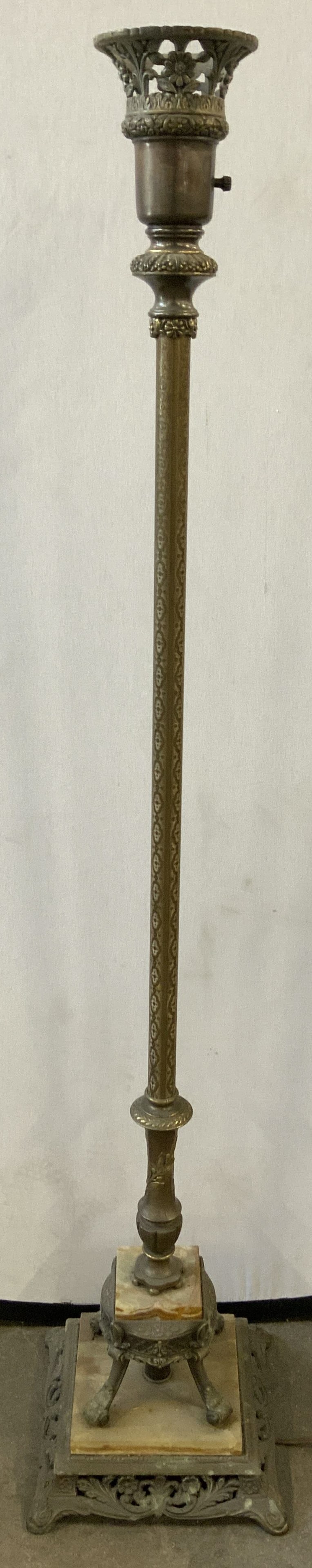 Antq Victorian Gilt Metal & Marble Floor Lamp (1 of 8)