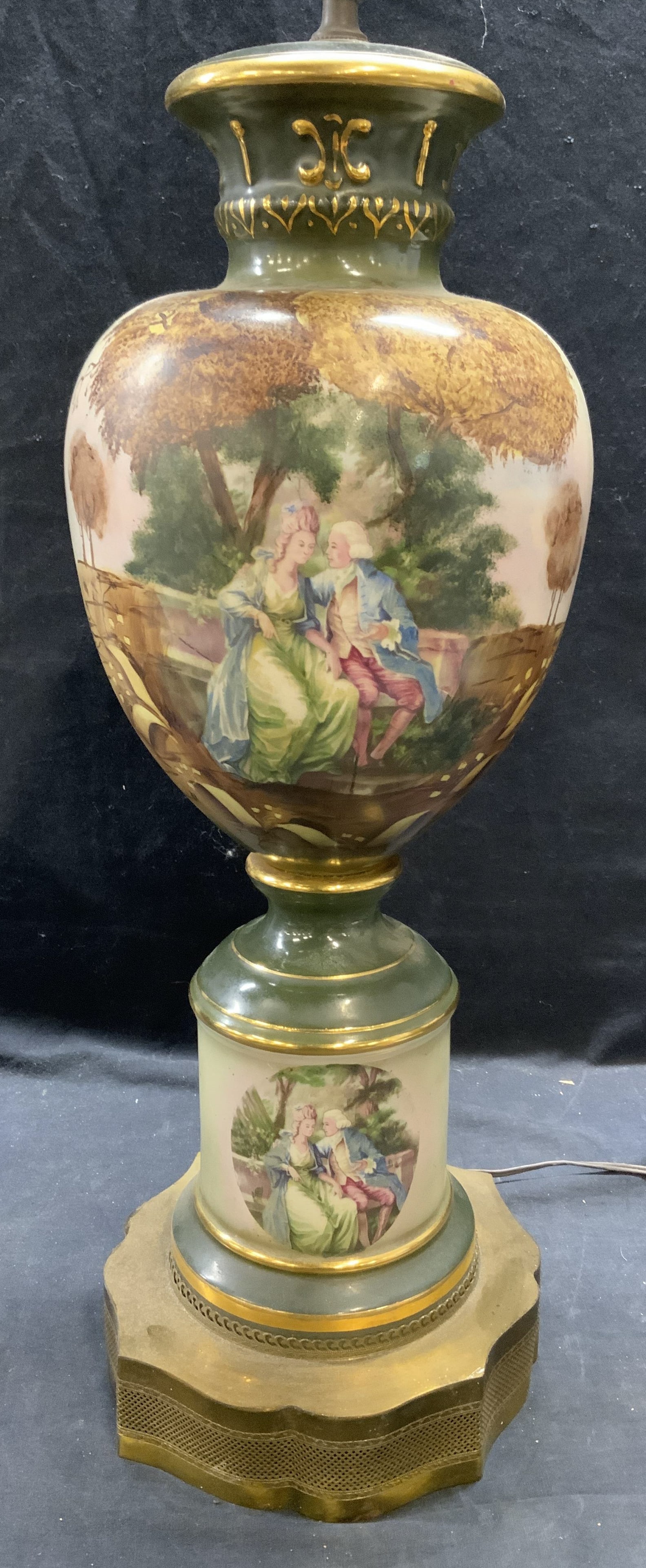 Vintage Hand Painted Figural Porcelain Lamp (1 of 8)