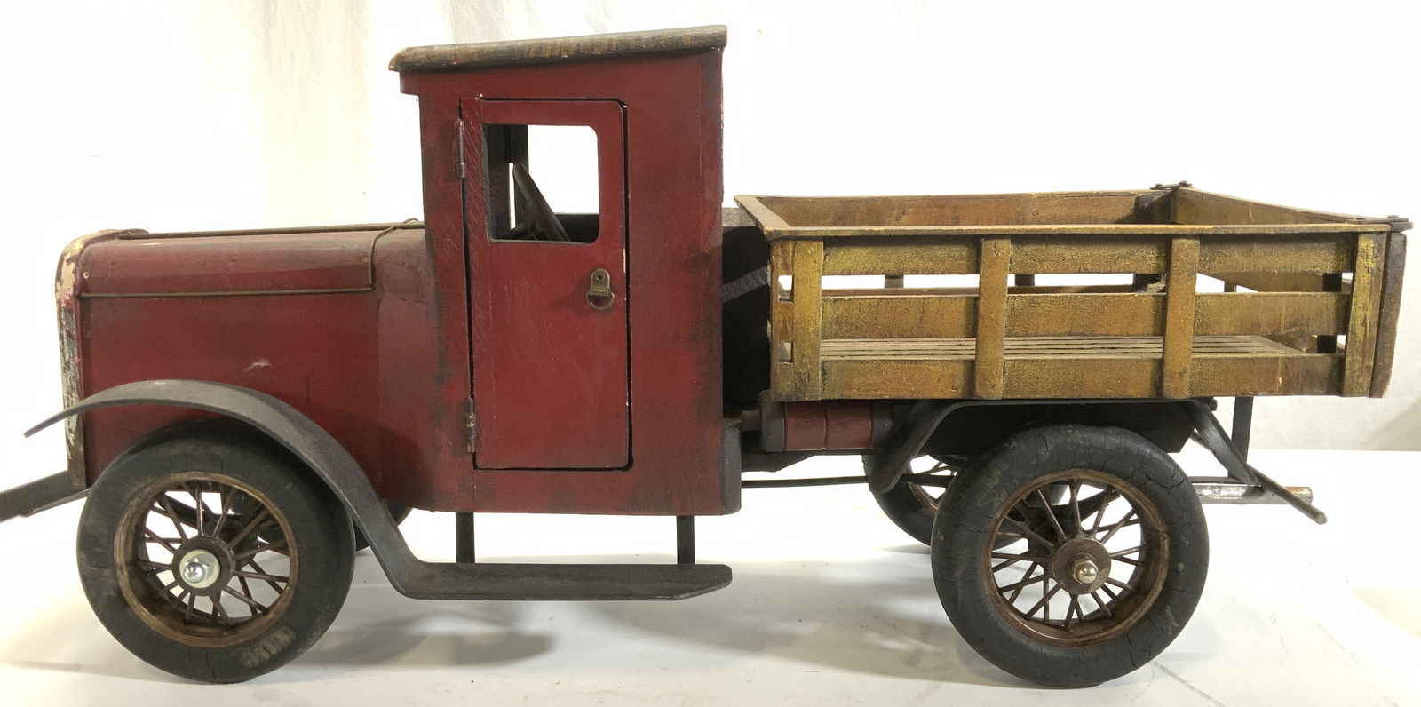 Vintage Painted Steel & Wood Toy Truck, XL 26 in. (1 of 11)