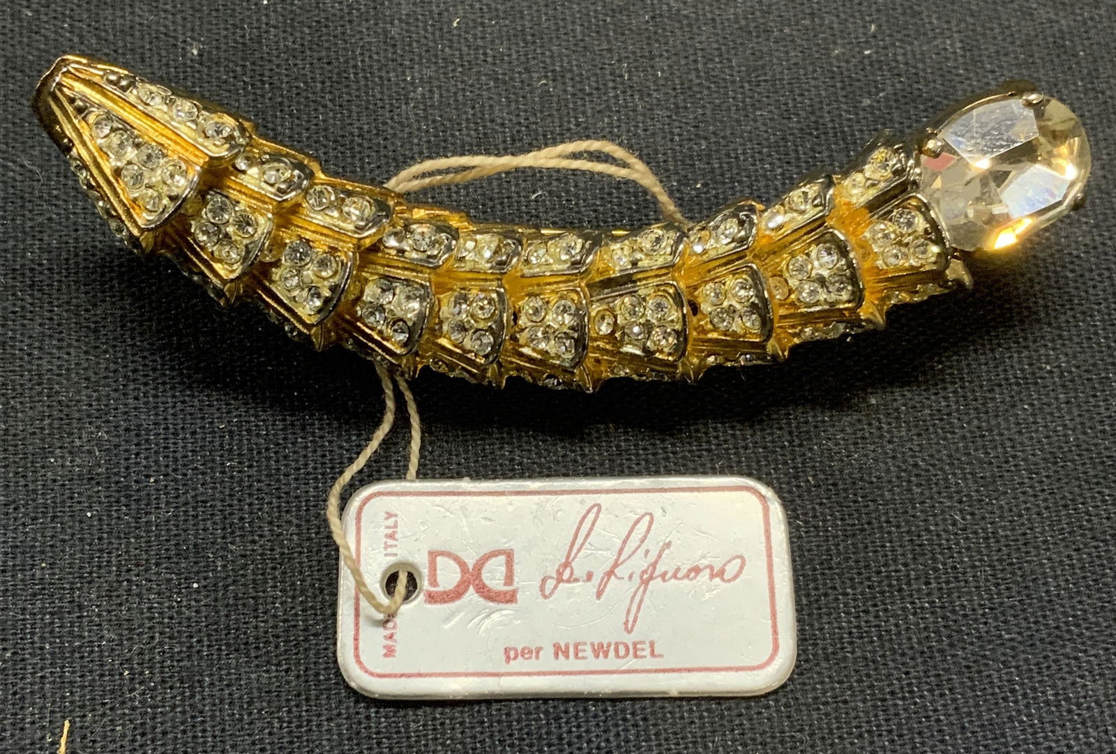 Vntg De Liguoro Gold Tn Crystal Brooch, Italy (1 of 6)