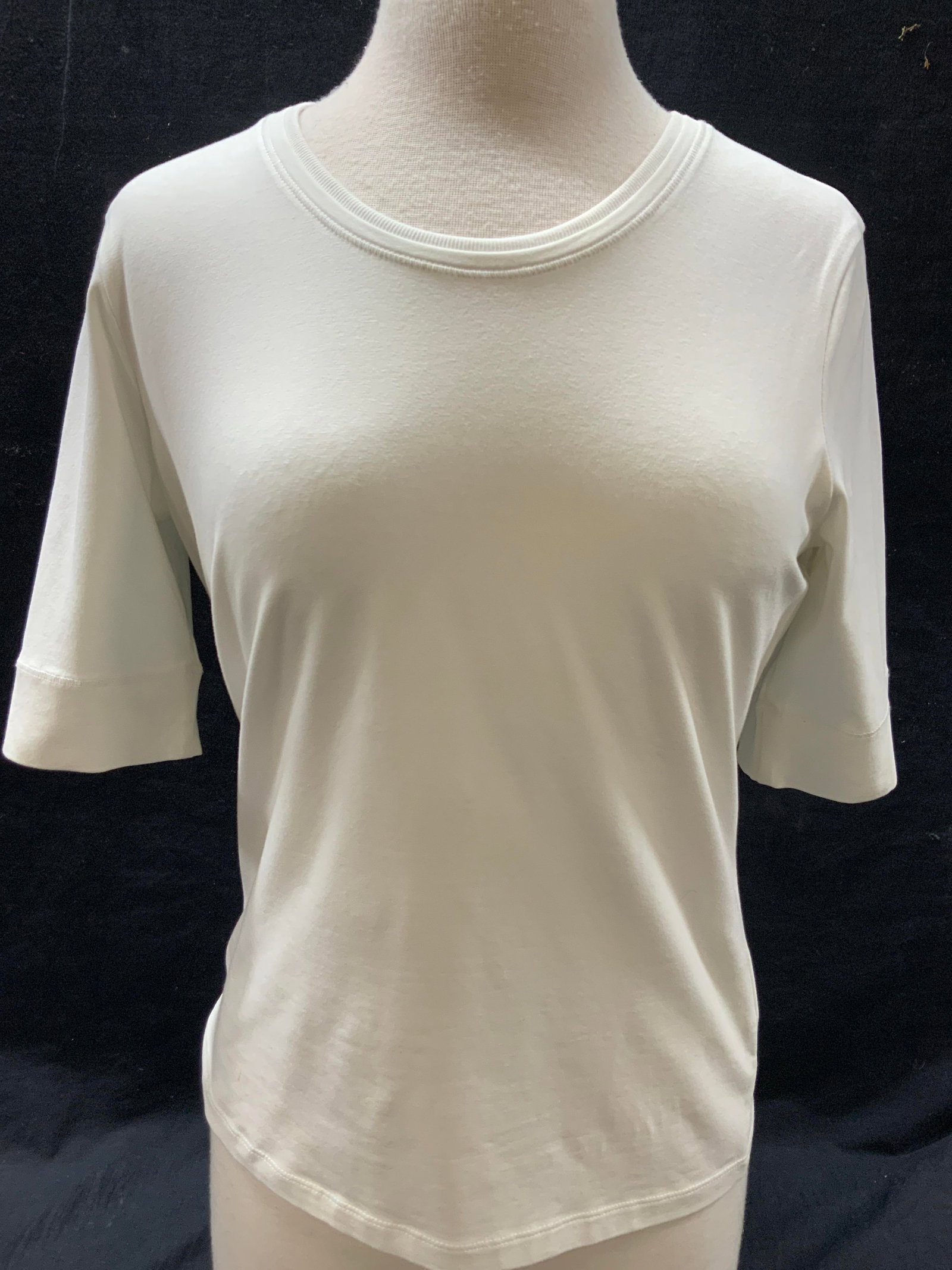 BASLER Cotton Blend Shirt, Turkey: Marked on tag, Basker, made in Turkey, cotton blend, white toned. Sleeves measure 6 inches, chest measure 17 inches across and torso measures 22 inches down. Minor wearing to shirt due to age and use.