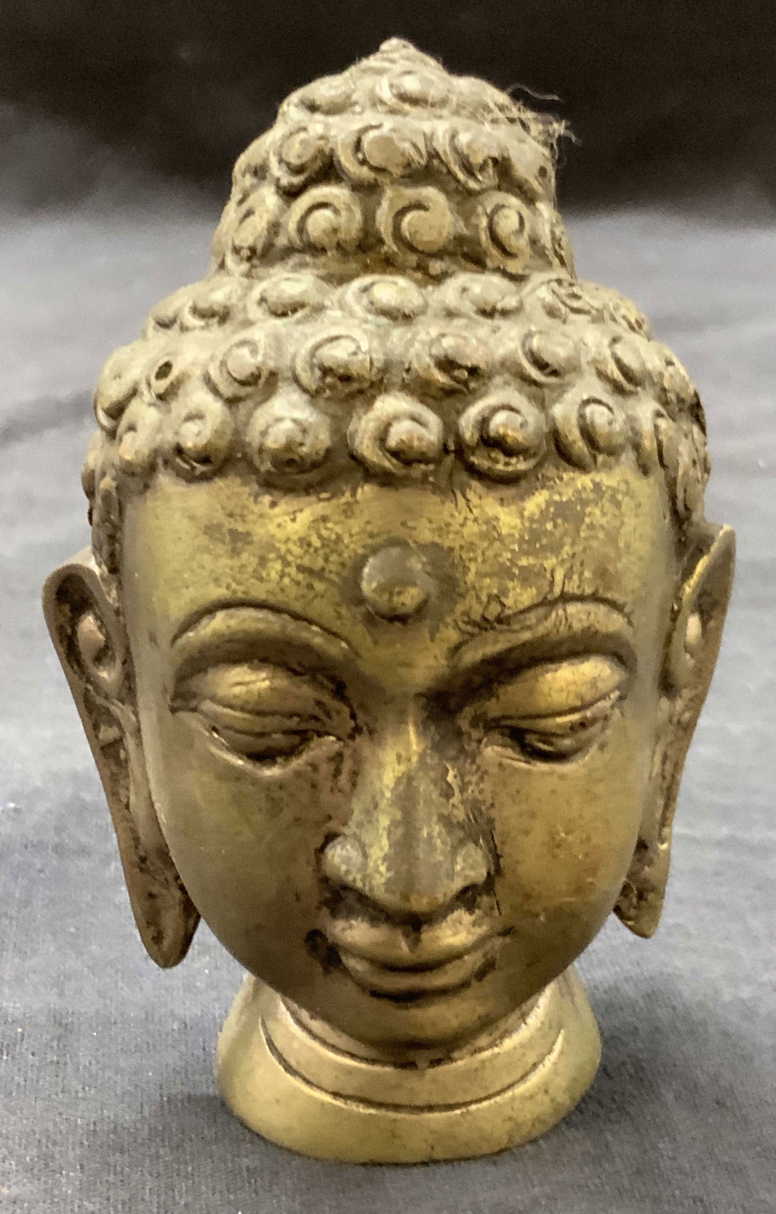 Cast Gilt Metal Buddha Head Figural (1 of 6)