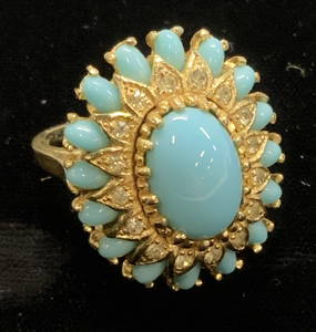 Panella Turquoise Style Large Vntg Cocktail Ring
