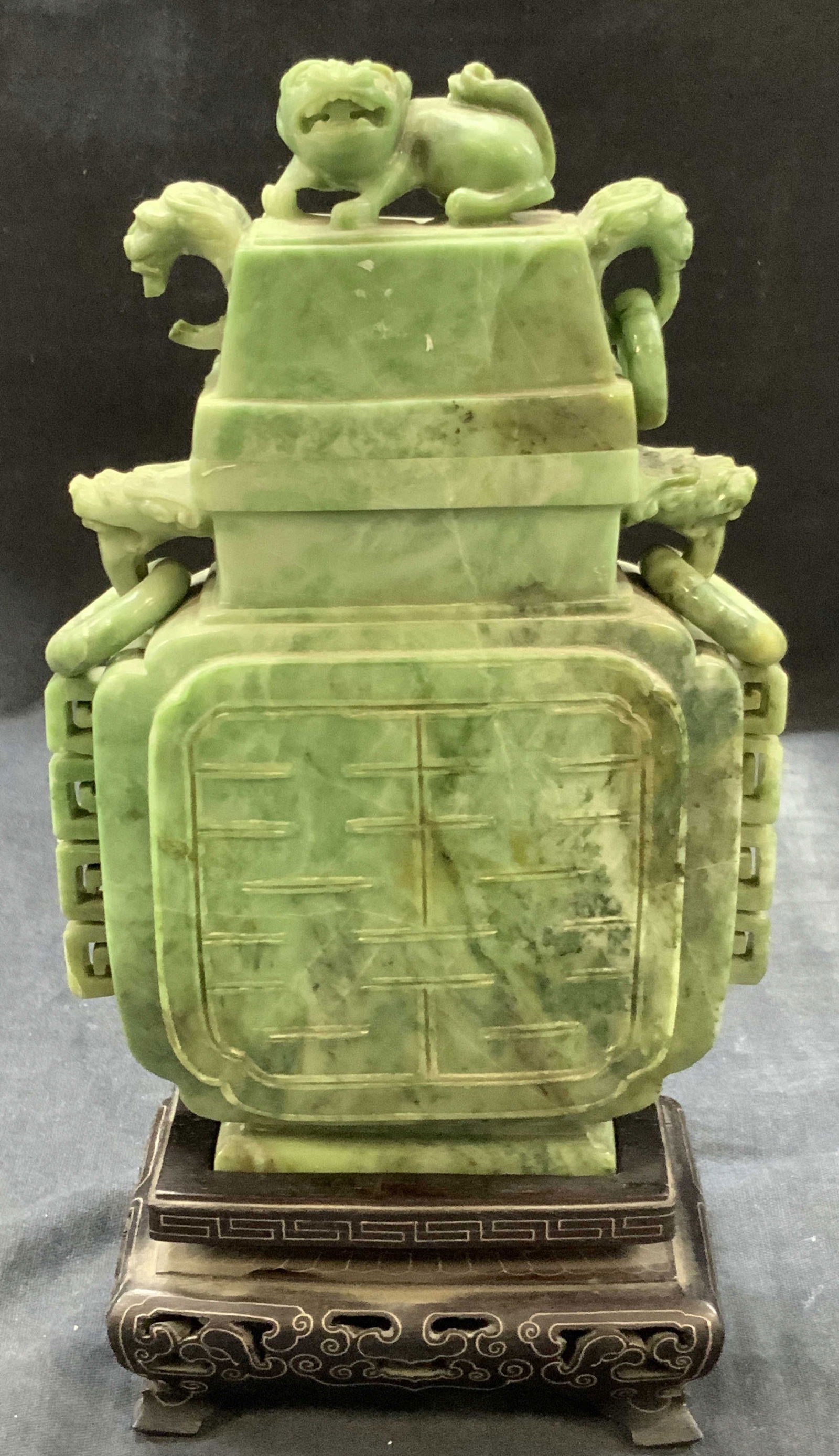 Carved Stone Asian Fu Dog Vessel W Base (1 of 11)