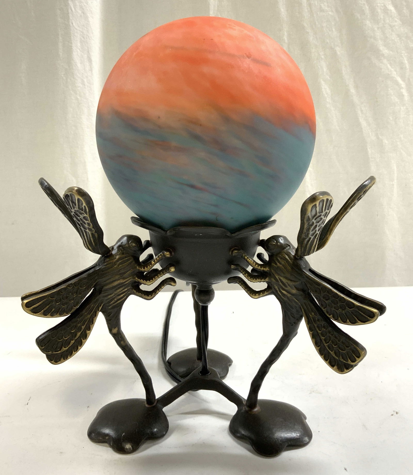 Bronze & Art Glass Orb Lamp (1 of 6)