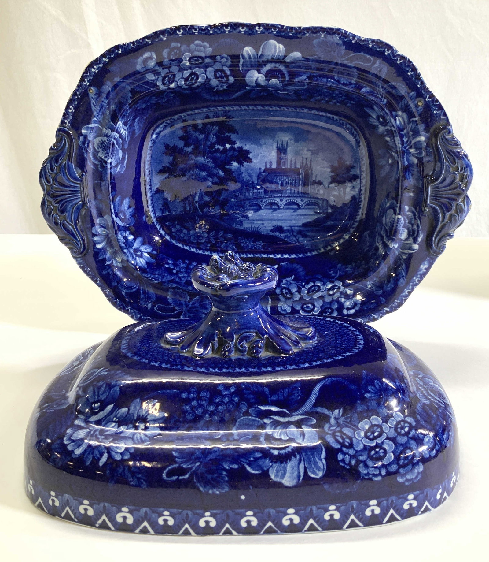 19th C Ralph Hall & Son Cobalt  Porcelain Side (1 of 6)