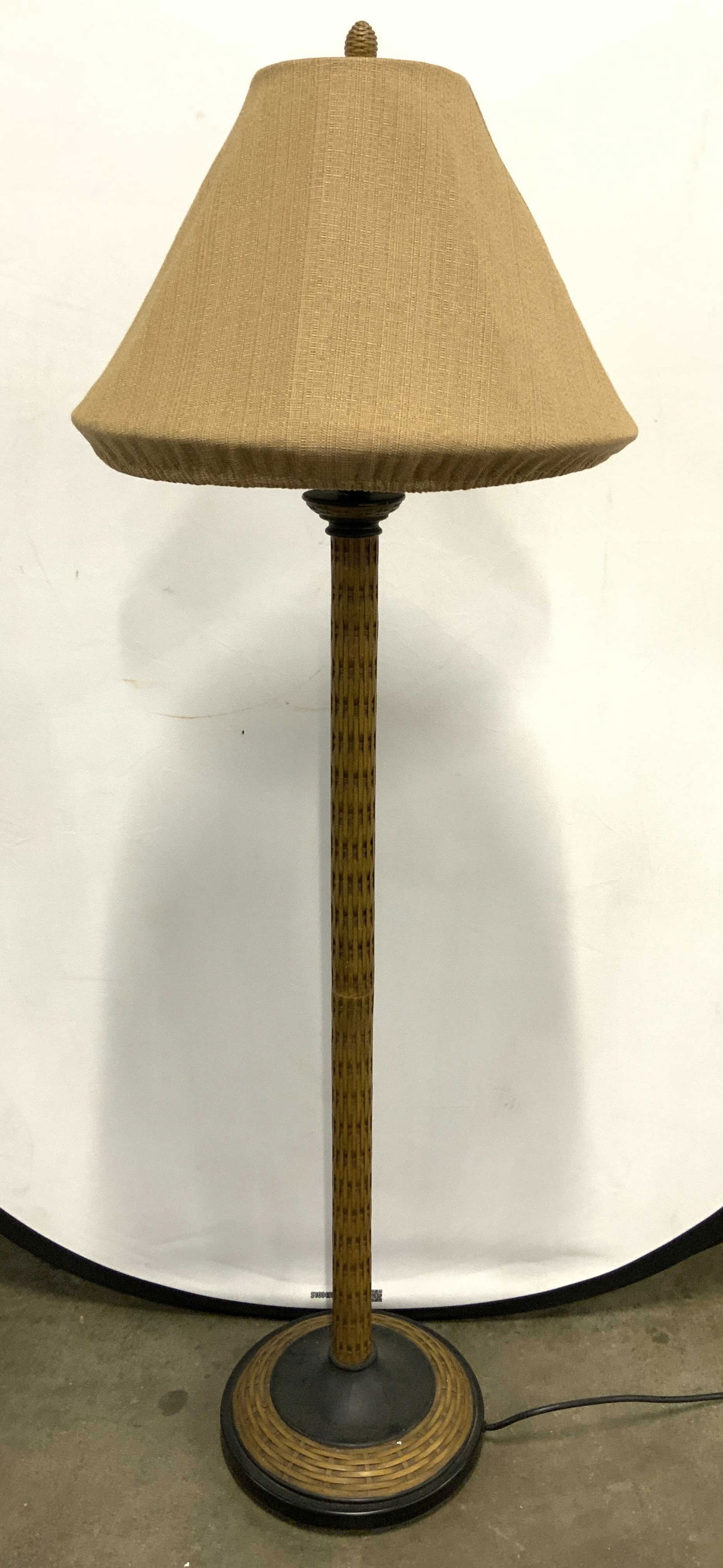 Woven Wicker Floor Lamp W Canvas Shade (1 of 7)