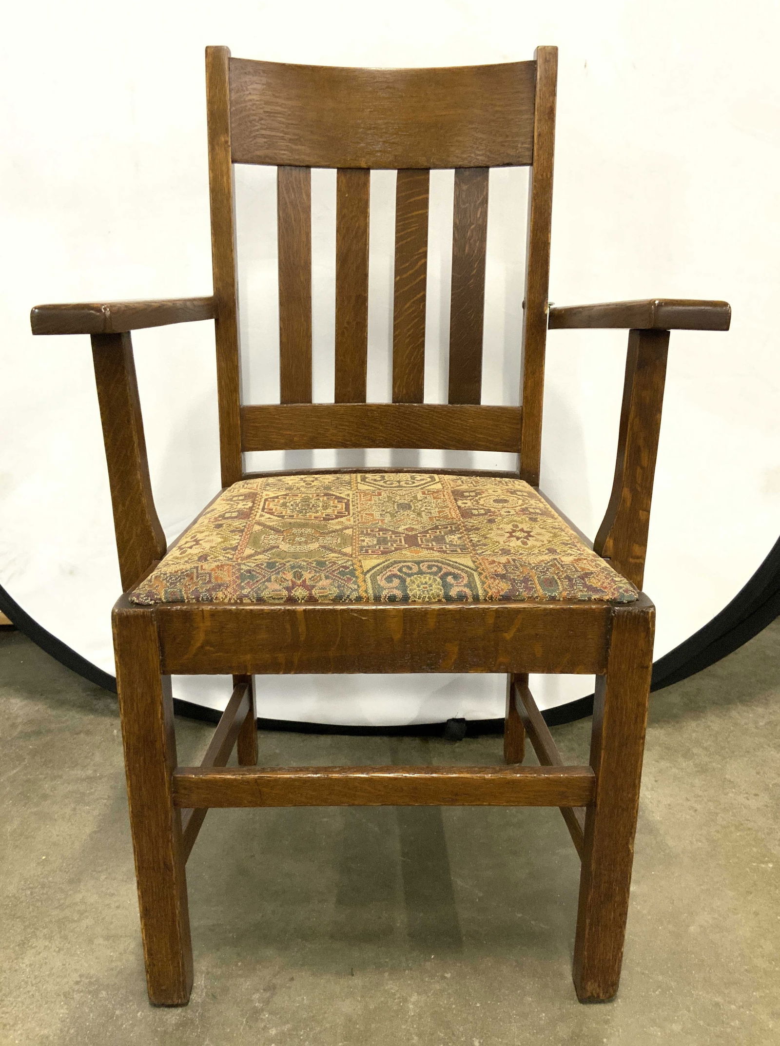 Antique Oak Desk Chair w Uph Seat (1 of 10)