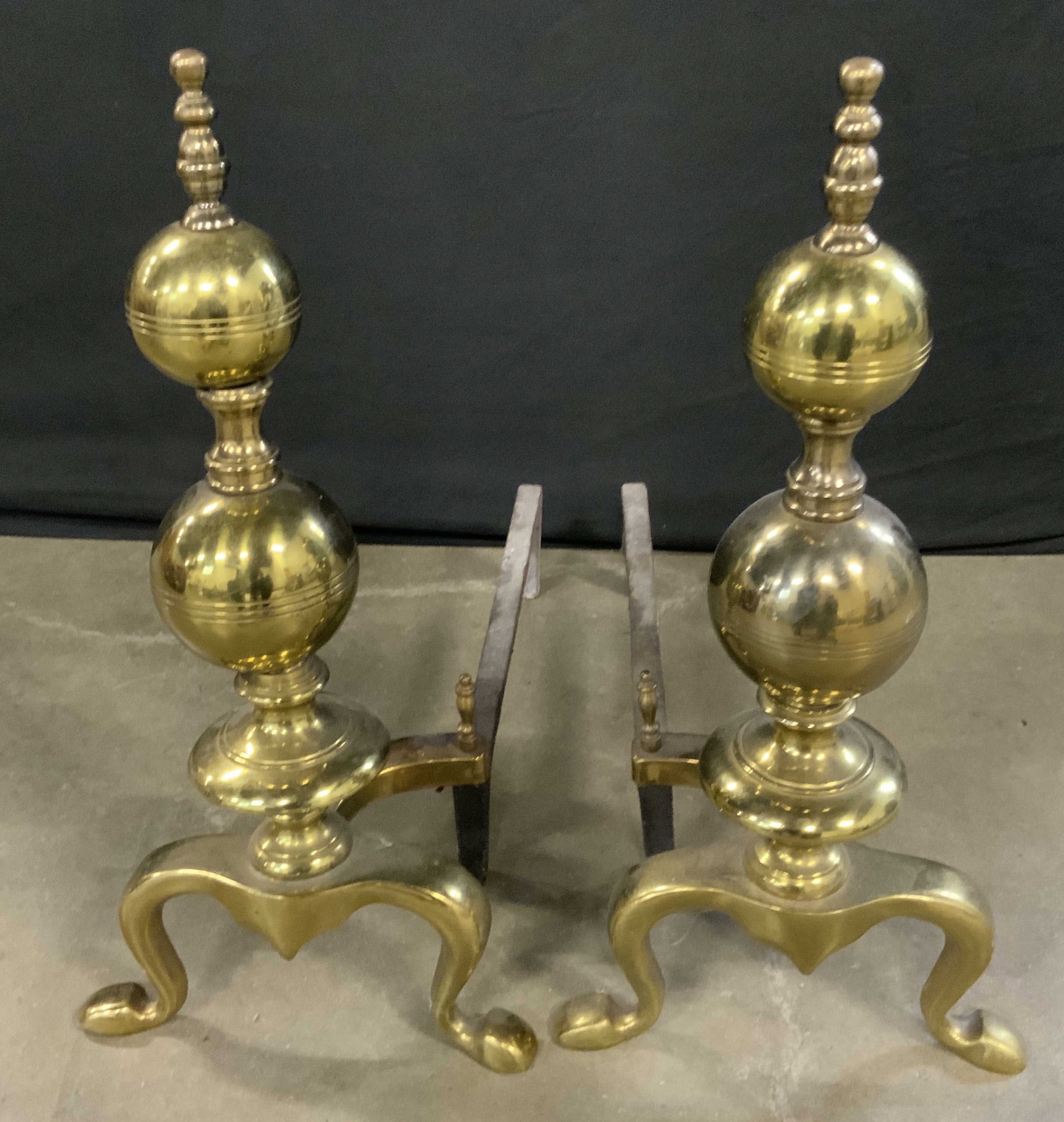 Pair Vintage Brass & Iron Andirons (1 of 9)