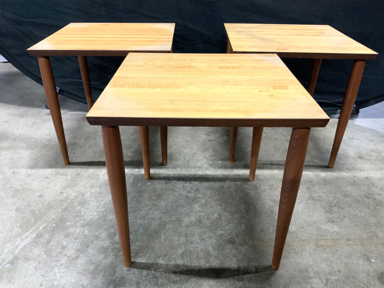 Set 3 MCM Wooden Side Tables W Tapered Legs (1 of 6)