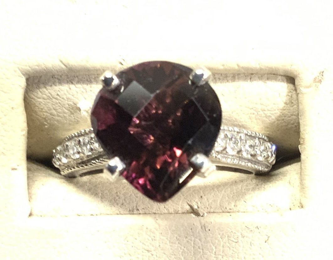 14k White Gold Diamond Garnet Ring (1 of 7)