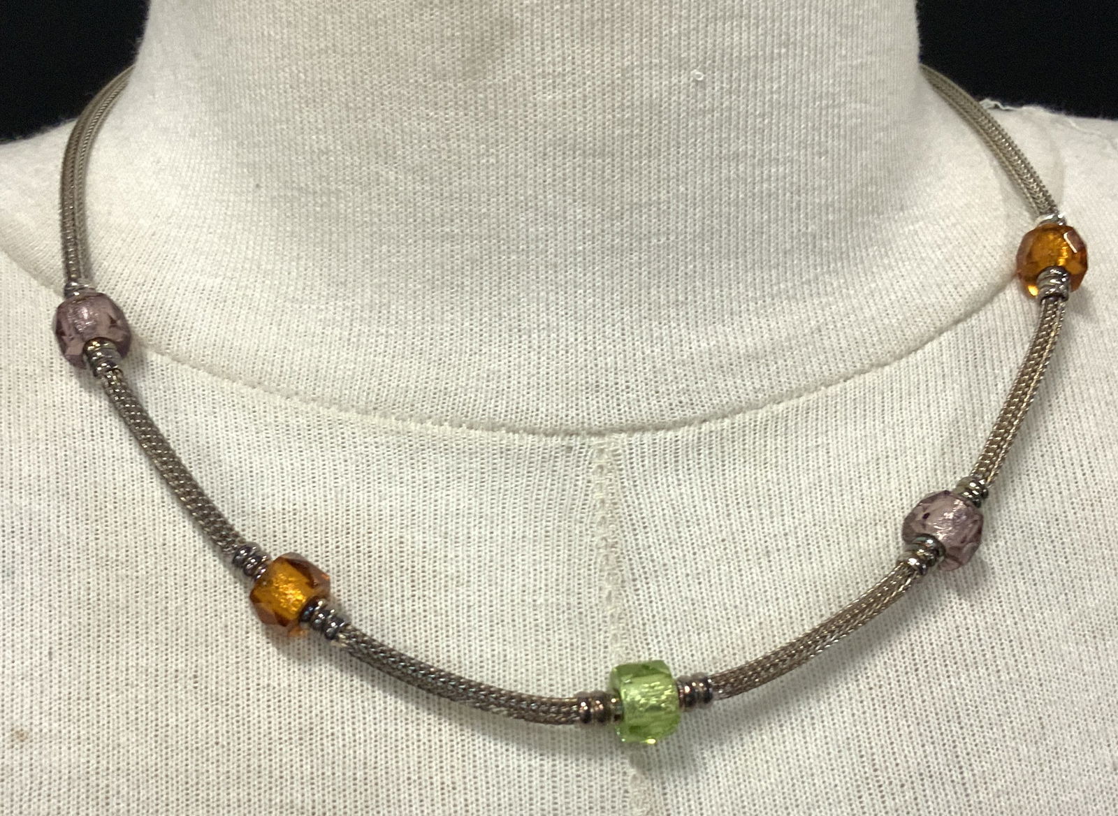 M STERLING Sil Wheat Chain Necklace, Italy (1 of 6)