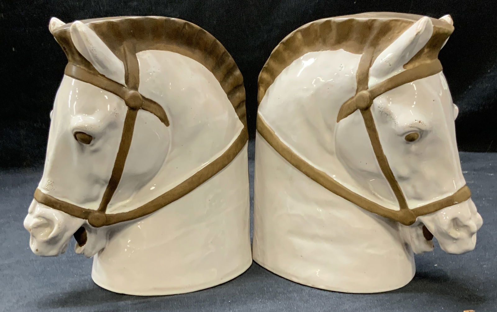 Pair Painted Terra Cotta Horse Sculptures, Italy (1 of 6)