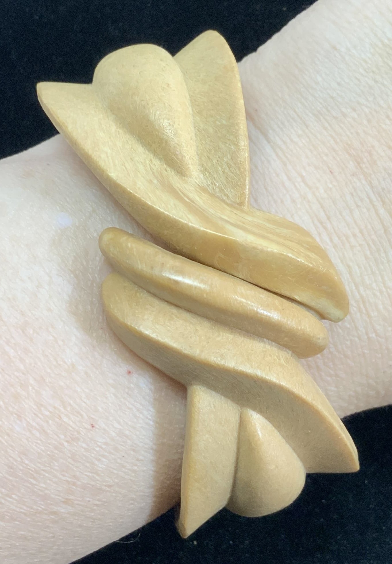 Chunky Carved Resin Hinged Cuff Bracelet, Hong K (1 of 6)