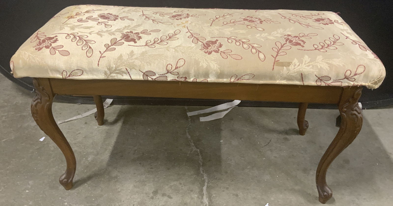 Vntg Wooden Upholstered Piano Bench (1 of 9)