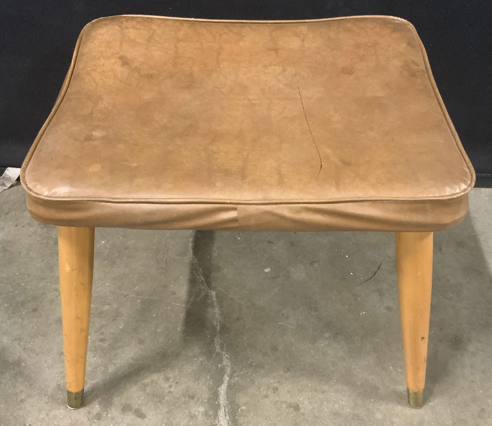 MCM Leather Uph Footstool W Splayed Legs Brown (1 of 7)